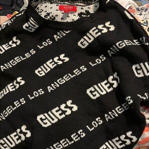 GUESS Black and White Logo Crewneck Sweater